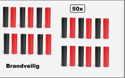 50x Serpentines rollen zwart en rood - Papier - BRANDVERTRAGEND - Carnaval- festival - optocht - feest - party - serpentine - brandvertragend