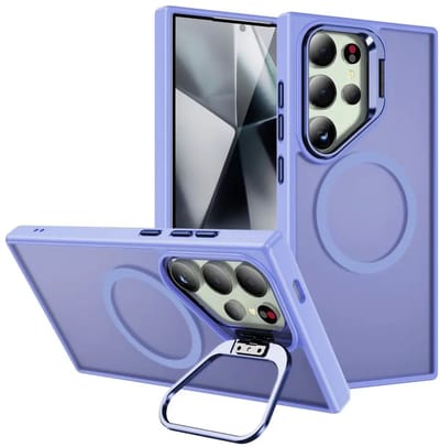 Hoesje Geschikt voor Samsung Galaxy S24 Ultra - Compatibel met MagSafe & Qi2 - Back Cover met Standaard - Camera Kickstand - Licht Paars