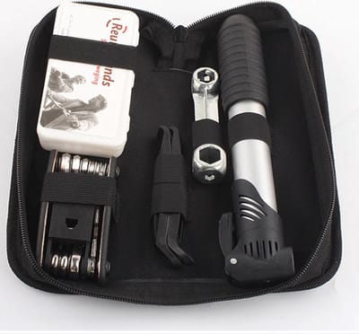 WiseGoods Premium Fiets Reparatieset Toolkit - Reparatieset Fiets - Bandplakset - Repareren Fietsband - Gereedschap Set - Pomp