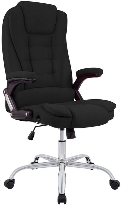 CLP Ergonomische Bureaustoel Thor - Draaibaar & Kantelbaar - Tot 150 kg - Chroom Onderstel - zwart