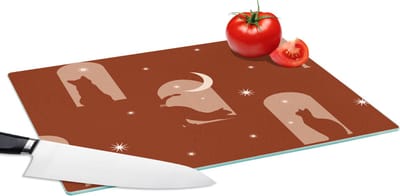 Glazen Snijplank - 39x28 - Sterren - Kat - Design - Snijplanken Glas