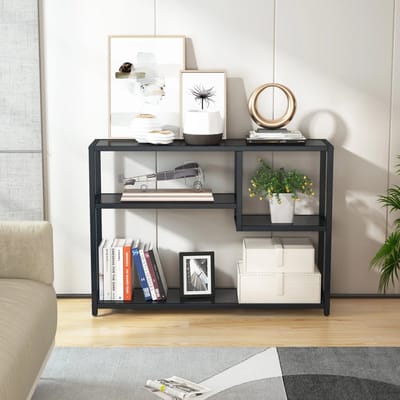 Console tafel Dolia - Zwart - Wandtafel - Sidetafel - Dressoir - Hout- Haltafel - Woonkamer of hal - 110cm