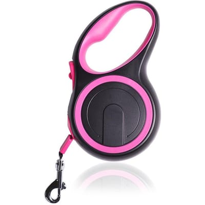 Corde Premium Haute Qualité Puissante Collier pour Grand Chien Corde de Traction Durable Nylon Rétractable Collier pour Chien et Chat avec Traction Rétractable Automatique 3m - 15 kg rose