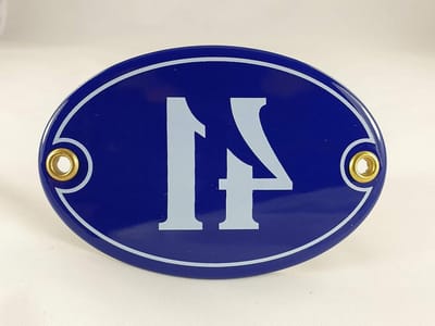 Huisnummer - Naambord - Huis Identificatie - Origineel Emaille - 10.5 x 7 cm - Blauw Wit