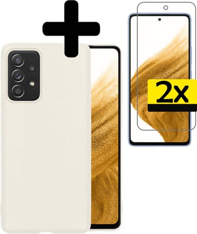Hoesje - Met 2x Screenprotector - Geschikt voor Samsung Galaxy A53 - Sterk & Shockproof - Back Cover - Siliconen Case - Telefoon Hoes - Telefoonhoesjes - Wit