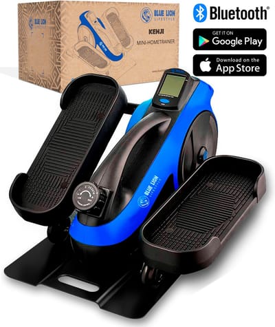 Blue Lion Stoelfiets - Mini Hometrainer Onder Bureau - Fluisterstil & Elliptisch - Bluetooth - Zittend & Staand - 8 Weerstanden - Revalidatie
