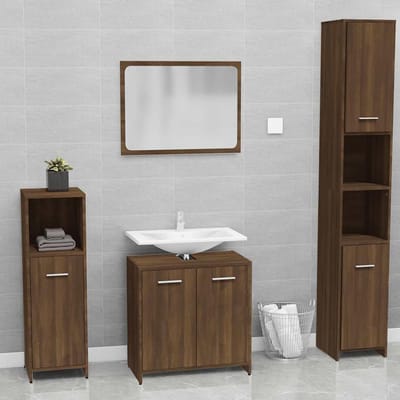 Badkamermeubel Set - Badkamerkast met Spiegel - Badkamer Organisatie - Vochtbestendig Houtmateriaal - 60 x 33 x 61 cm