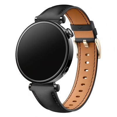 Leren bandje - geschikt voor Garmin Venu 2s / 3s / 4 (41mm) / Vivoactive 4s / Forerunner 255s / 265s - Huawei Watch GT 5 Pro - 42mm / GT 6 / GT 5 / GT 4 - 41mm - leer - zwart