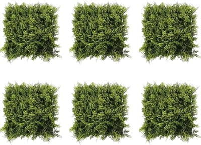Kunstgras wandpanelen - Voor tuin, balkon of binnen - 6/12/16 stuks, 50×50 cm, buxus en tropische bladeren, grasachtergrond voor privacy en decoratie - Groen - Kunstplant - Groen-6pcs