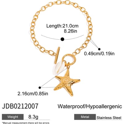 Bracelet Charmant Étoile de Mer Coquillage Style Été Youthway Acier Inoxydable Imperméable Bijoux Charme Métal beige