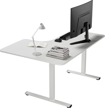 Vestland - Zit‑Sta Bureau Elektrisch | Hoekbureau | L-vormig | 140 x 100 x 60 cm | Wit | Dubbele Motor