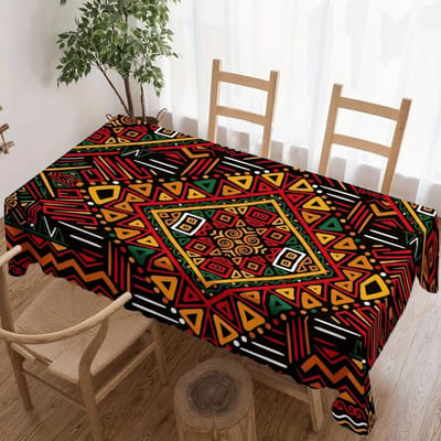 Afrikaans Tribaal Rechthoekig Tafelkleed voor Tafeldecoratie Keuken Eetkamer Waterdicht Herbruikbaar Tafelkleed voor Tafels Feest Picknick 100x160cm