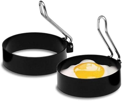 Ei Ringen - Pannenkoek Mallen - Perfecte Vormen - Antiaanbaklaag - 8.5 CM Diameter - Zilver
