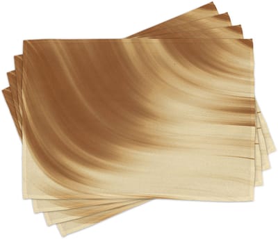 ABAKUHAUS Tafelonderzetters, Curved Wave – conceptueel-kunstzinnige presentatie met cremig effect, zacht gekleurd, subtiele look; tafeldecoratie van kleurvaste stoffen voor eetkamer en keuken, Creme-Tan