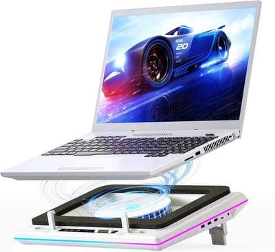 Laptop Koelpad - Laptop Cooler - Prestaties Verbeteren - RGB Verlichting - Tot 48 cm - Zwart