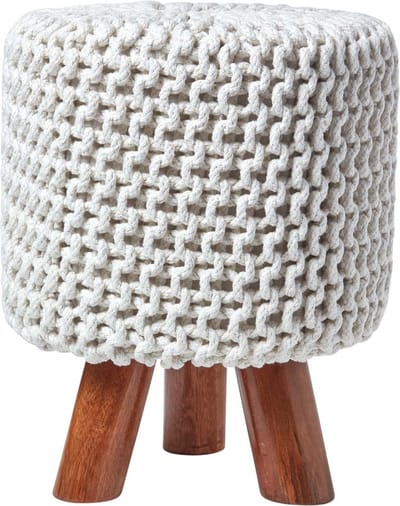 Homescapes Gebreide Voetenbank 42cm Hoog Naturel