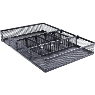 Bureau Organizer Bak DIY Stabiel Voorkom Glijden Metalen Gaas Desktop Opbergbak voor Thuis School Kantoor black