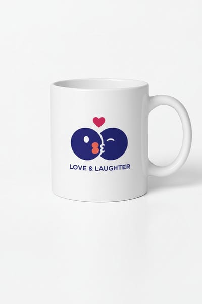 Liefde & Lachen Mok met Kusjes & Hart Design | Romantische Koffiemok | Cadeau voor Geliefden