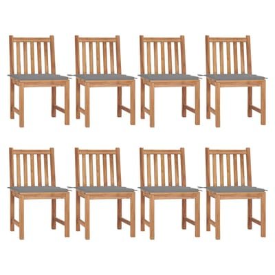 vidaXL - Tuinstoelen - 8 - st - met - kussens - massief - teakhout