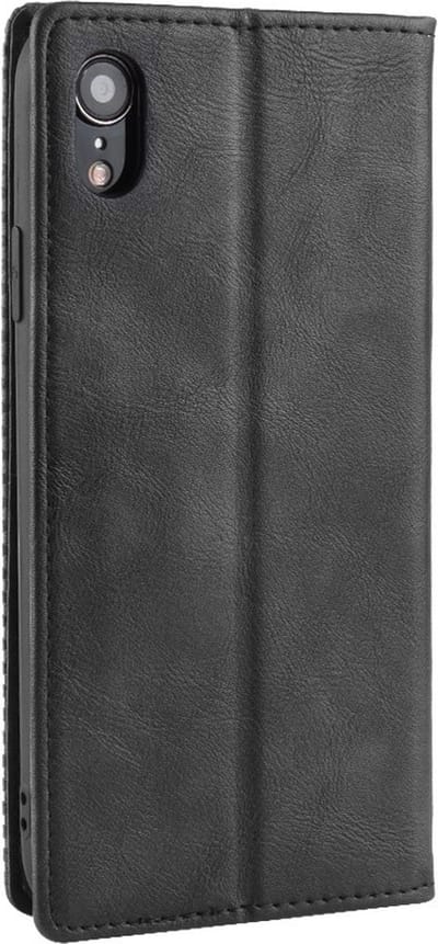 Peachy Vintage kunstleer Wallet Case geschikt voor iPhone XR - Zwart hoesje