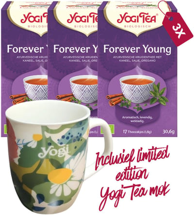 Yogi Tea Forever Young Bio - 3 pakjes - inclusief limited edition Yogi Tea mok
