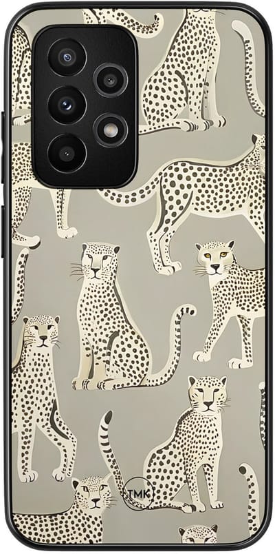 Hoesje geschikt voor Samsung Galaxy A52 5G - Cheetah chic - Beige - TPU case - Print - Hardcase zwart telefoonhoesje