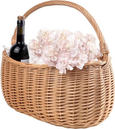Creative Home Grote Rieten Mand met Handvat 45 x 26 x 41 cm (+/- 2 cm) Lichtgewicht | voor Picknick Planten Opberg Decoratie | Hand Geweven | Natuurlijk Bruin | Multi-Purpose Praktisch & Stevig