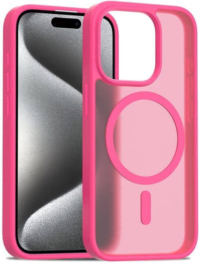 Solidenz Hoesje - Geschikt voor iPhone 15 Pro - FrostMag Backcover geschikt voor MagSafe - Fel Roze