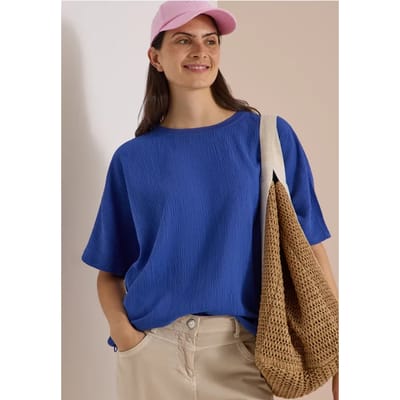 Blouse met afhangende schouders in effen kleur