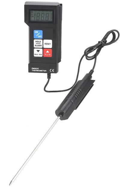 Dailygoods- Voedselthermometer Professioneel - Digitale Thermometer - Draagbaar Formaat - Groot LCD-display - Geheugenfunctie - 17 cm Sonde - Keukenthermometer