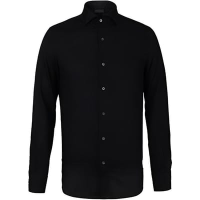 Emporio Armani Effen Kleur Casual Polo Lange Mouw Shirt Heren shirts Zwart 6L1C86-1N8JZ-F003 M black