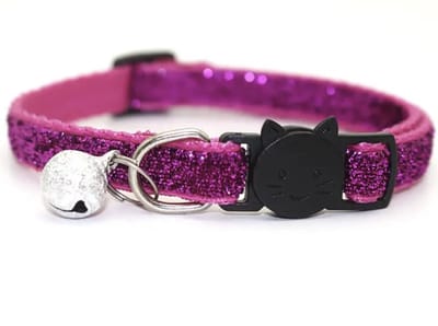 Kattenhalsband met belletje / Donker roze kattenhalsbandje / Halsband voor katten / Halsband voor poezen