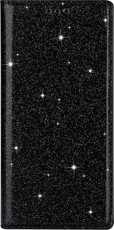 Hoesje geschikt voor Samsung Galaxy S20 FE - Bookcase - Pasjeshouder - Portemonnee - Glitter - TPU - Zwart