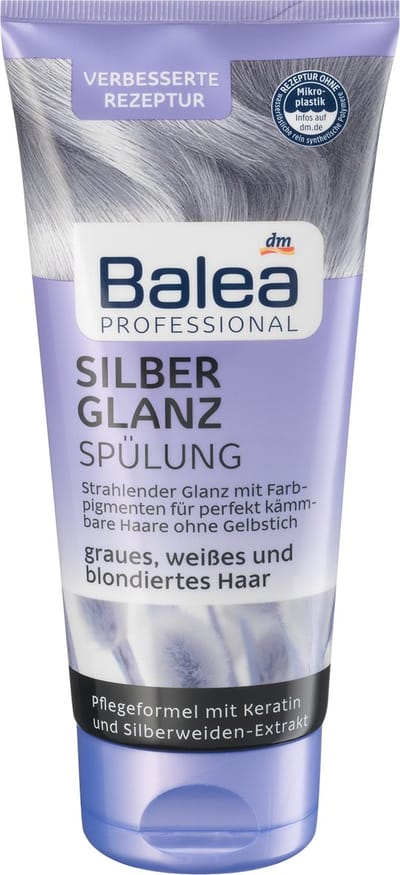 Balea Professionele Conditioner Zilverglans - Anti-vergelingseffect| 1x200 ml - Verzorgende Formule met Zilverwilgenextract en Keratine | Voor Grijs, Wit en Gebleekt Haar