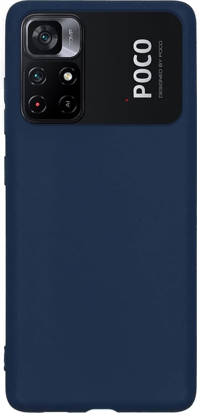 Hoes - Geschikt voor Xiaomi Poco M4 Pro 5G - Sterk & Shockproof - Hoesje Cover - Siliconen Case - Donkerblauw