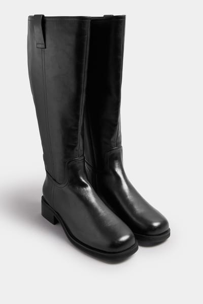 Yours Zwarte Kniehoge Laarzen Met Extra Brede Eeepasvormsize 38EEE