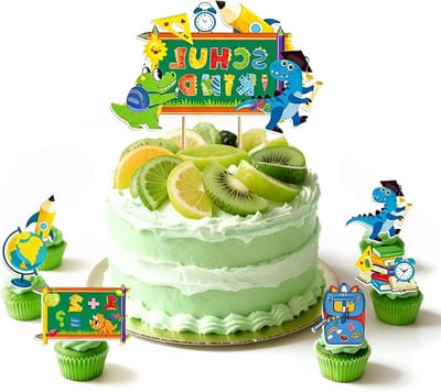 Tortendecoratie Set met 25 Delen voor Verjaardagsfeestjes - Dieren Thema voor Kinderen van 1 tot 8 Jaar, Ideaal voor Schoolbegin en Feestaccessoires
