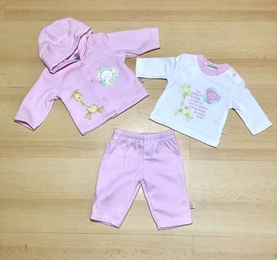 Scruffy Bear baby set 3-delig roze maat 50 (Tiny Baby)