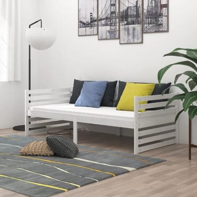 vidaXL - Bedbank - massief - grenenhout - wit - 90x200 - cm