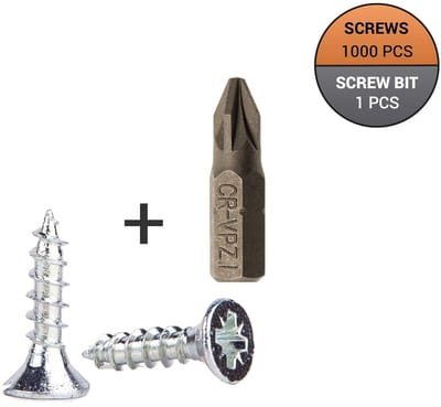Verzinkte Houtschroeven 3,5 x 15 mm met Verzonken Kop - Pozi Drive (1000 Stuks)