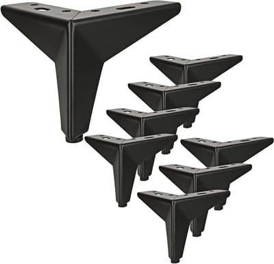 Set van 8 Zwarte Metalen Sofa Poten van 10 cm, Stevige Meubelvoeten tot 600 kg, Inclusief 40 Schroeven voor Sofa, TV-kast en Meubels