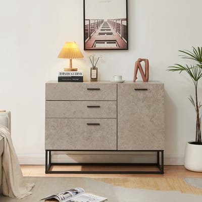 Sideboard Lavangen commode 75x100x35 cm betonkleurig licht en zwart [en.casa]