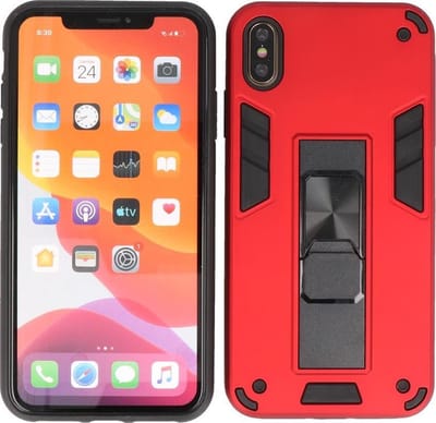 iPhone XS Max Hoesje - Tough Armor Hardcase - Telefoonhoesje Met Standfunctie - Bestcases Backcover - Rood