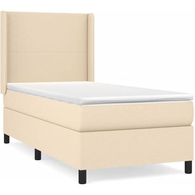 vidaXL - Boxspring - met - matras - stof - crèmekleurig - 80x200 - cm