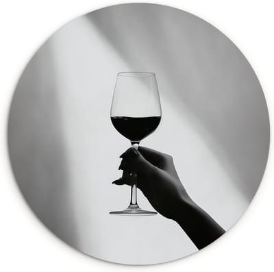 WallCircle® Wandcirkel 30x30 cm - Muurcirkel Lichtinval - Wijn - Rood - Glas - Muurdecoratie woonkamer - Wanddecoratie keuken - Kamer decoratie accessoires - Ronde schilderijen