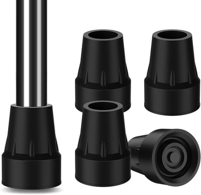 Set van 4 Versterkte Rubberen Stootdoppen 22mm voor Wandelstok, Kruk of Stoelpoot - Antislip Beschermers