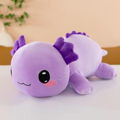 Peluche Axolotl Kawaii Super Douce Mignonne Salamandre Animal Peluche Peluche Oreiller Axolotl Décoration de Maison Cadeau de Noël pour Enfants violet