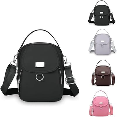 KZQ Waterdichte crossbody nylon messenger bag zwart voor dames met meerdere vakken schoudertas voor werk