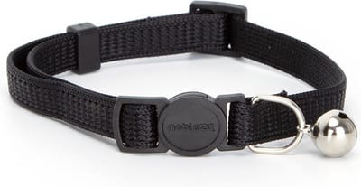Nobleza Kattenhalsband met Belletje - Verstelbaar Nylon Kattenhalsbandje - Zwart