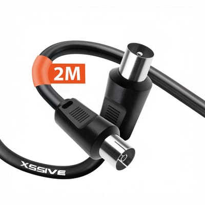 Xssive Coax Kabel - IEC Male naar IEC Female - 2 meter - Dubbel Afschermd - Geschikt voor Ziggo - TV Antenne Coaxkabel - Zwart